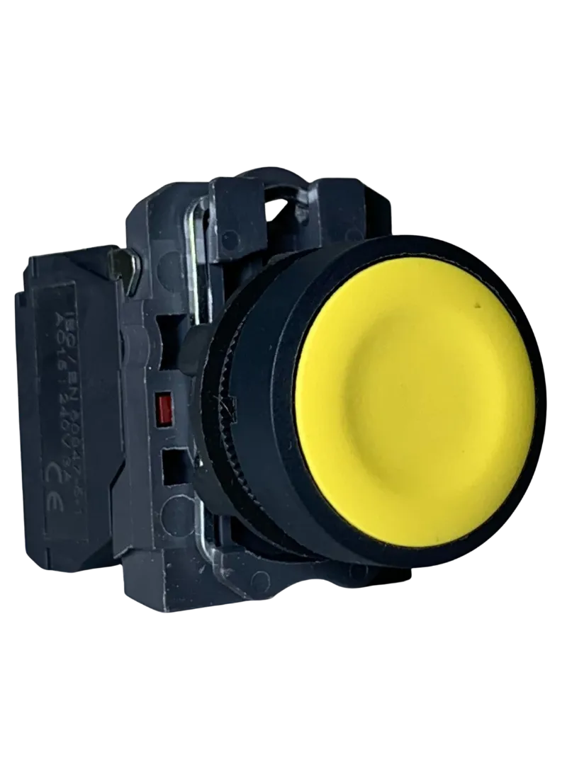 Flush Button Spring Return Momentary Yellow 1 N/O